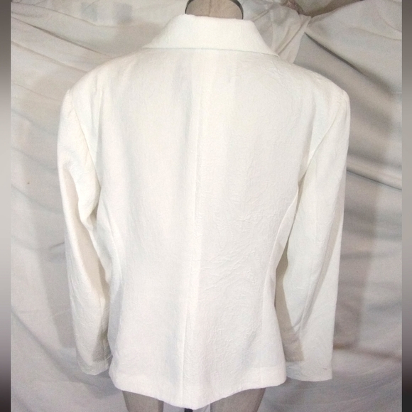 Black Tie white blazer ButtonUp jacket, textured pattern, spread collar, 16P - Picture 3 of 13